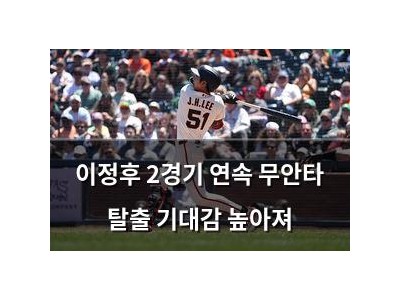 이정후 2경기 연속 무안타 탈출 기대감 높아져