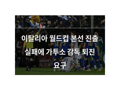 이탈리아 월드컵 본선 진출 실패에 가투소 감독 퇴진 요구