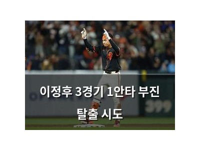 이정후 3경기 1안타 부진 탈출 시도
